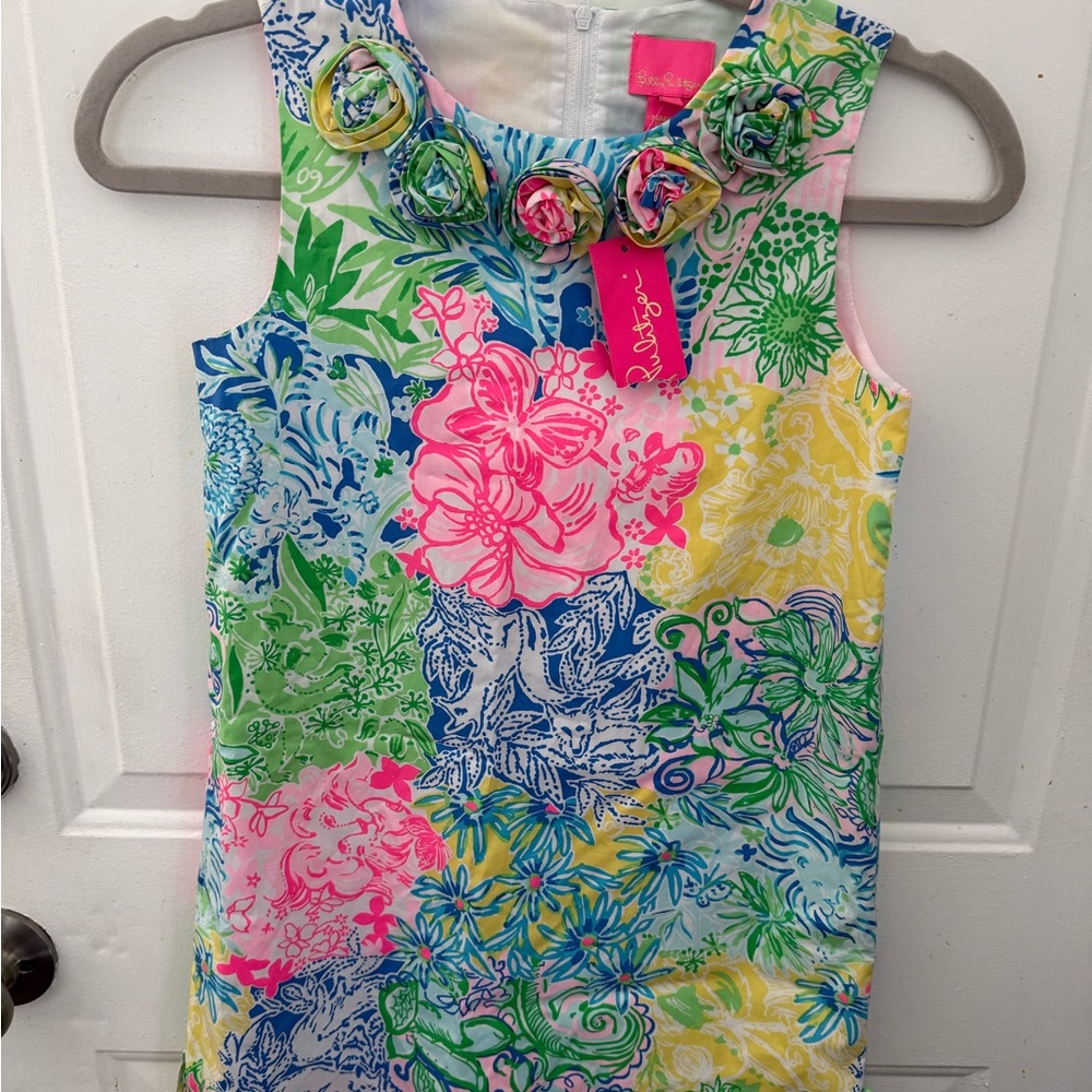 Lilly Pulitzer Girls Floral Sleeveless Dress in Pink, Blue, Green & Yellow